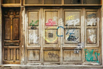 Closed wooden door