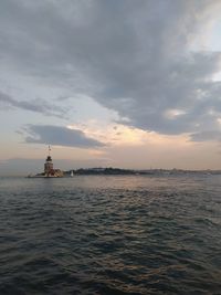 Scenic view of sea against cloudy sky