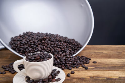 Close-up of coffee cup on table