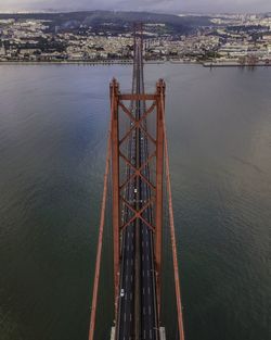 High angle view of city at waterfront