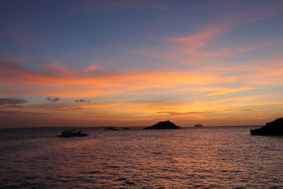 Scenic view of sea against dramatic sky