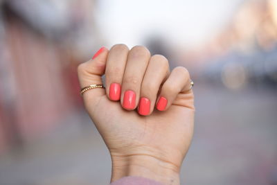 Close-up of woman hand with manicure 