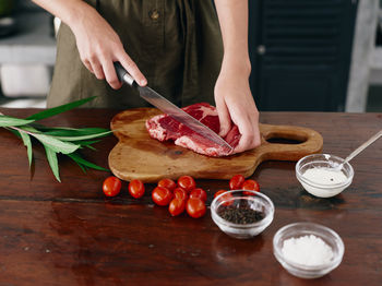 Close-up of food on table