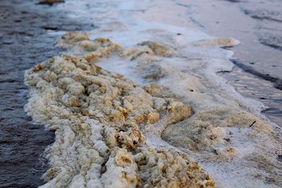 High angle view of surf on beach