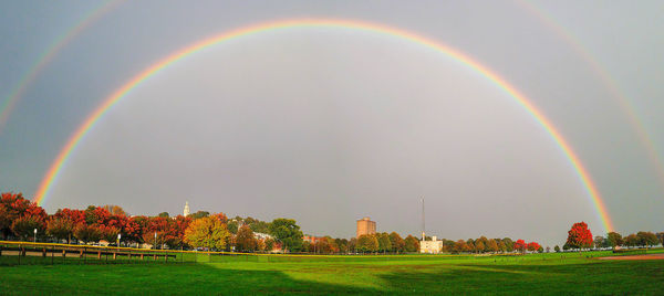 Scenic view of rainbow against sky