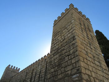 Low angle view of historical building against clear sky