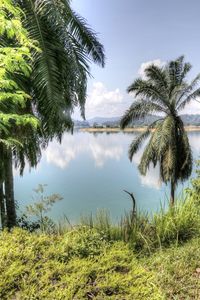 Scenic view of lake against sky