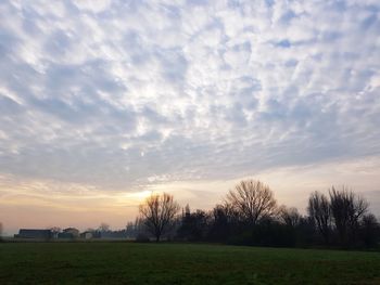 Scenic view of field against sky during sunset