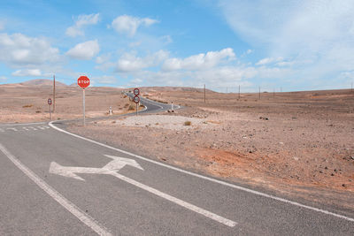 Diminishing perspective of road amidst landscape against sky