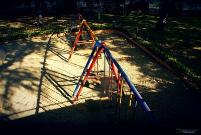 High angle view of playground in park