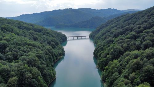 High angle view of bridge over river against sky