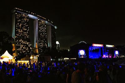 People enjoying concert at night