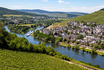 View at the valley of the river moselle and the city of bernkastel-kues