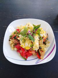 High angle view of meal served in plate