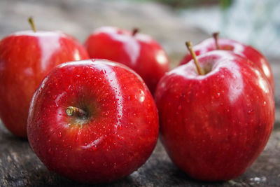 Close-up of apples on table