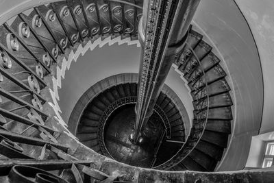 High angle view of spiral stairs