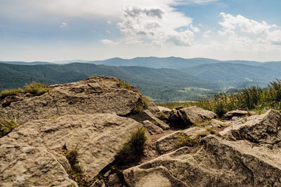 Scenic view of mountains against sky