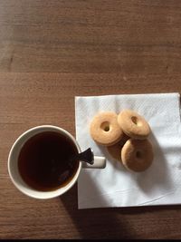 Directly above shot of coffee cup on table