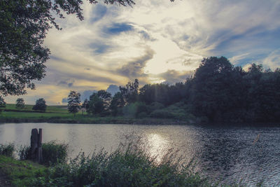 Scenic view of lake against sky