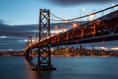 Suspension bridge over river