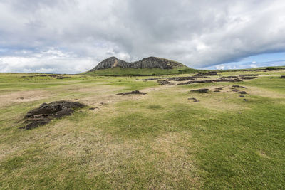 Scenic view of land against sky