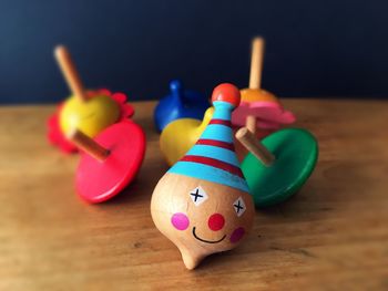 Close-up of toys on table