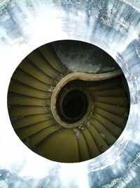 High angle view of spiral stairs