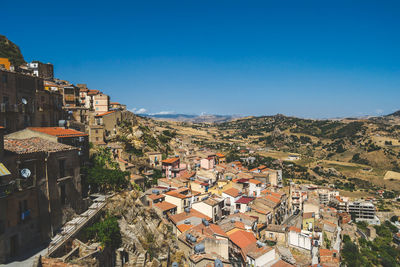 High angle view of townscape against sky