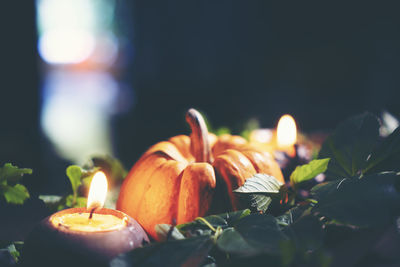 Close-up of lit candles