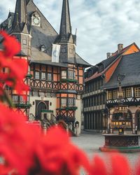 Low angle view of buildings in city