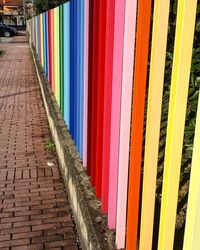 Multi colored hanging at market stall