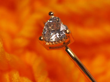 Close-up of water drops on metal