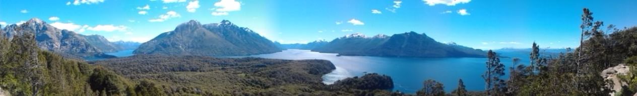 Scenic view of lake against cloudy sky