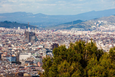 High angle view of townscape against sky