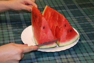 Close-up of watermelon on table