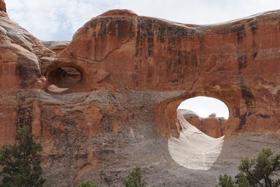 Low angle view of rock formation