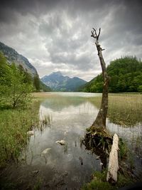 Scenic view of lake against sky