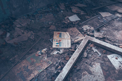 High angle view of old damaged building