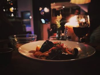 Close-up of food on table at restaurant