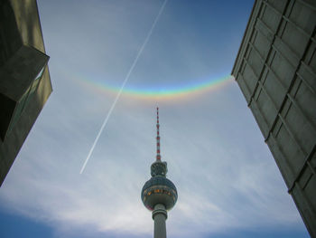 Low angle view of communications tower