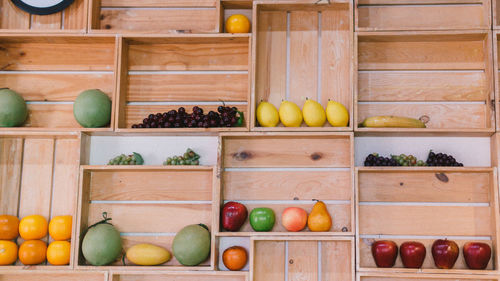 Fruits and vegetables on display