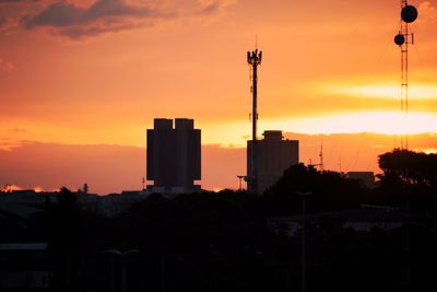 Silhouette buildings against sky during sunset