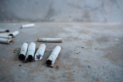 Close-up of cigarette butts