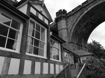 Low angle view of old building against sky