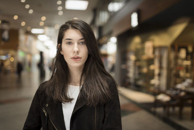 Portrait of woman in shopping center
