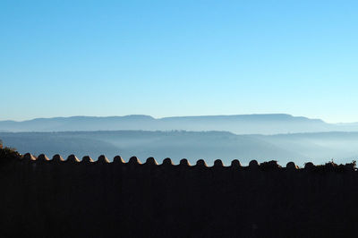 Scenic view of mountains against clear sky