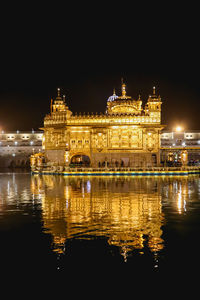 Illuminated building at night