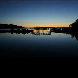 Scenic shot of calm lake at sunset