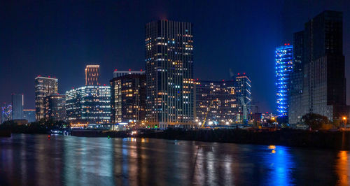 Illuminated city at night