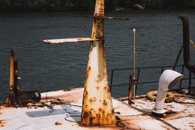 Close-up of wooden post